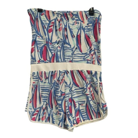 Women’s Lilly Pulitzer Dixon Romper Red Right Return Sailboat Terry Cloth Small - Picture 3 of 12